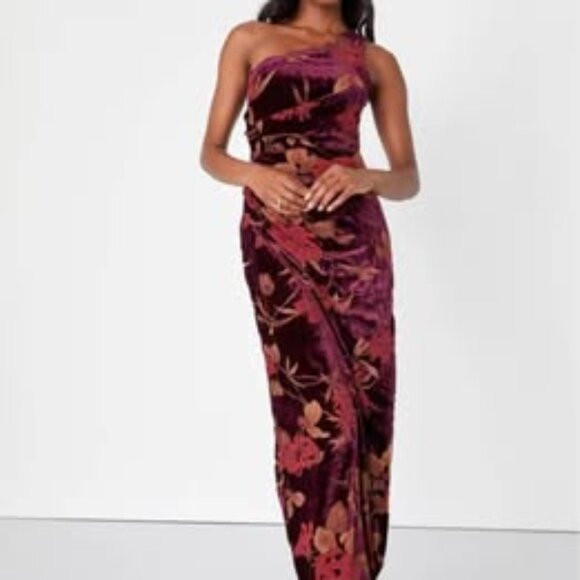 Never Worn - One Shoulder Velvet Floral Dress - Picture 1 of 3